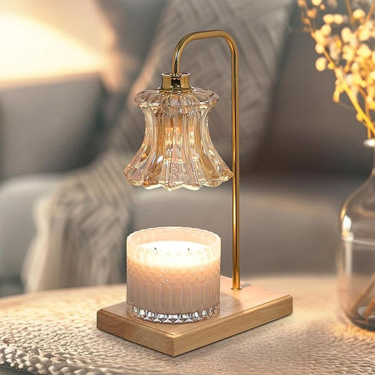 Sheffield Home Glass Candle Warmer Lamp – Elegant Candle Warmer for Long-Lasting Fragrance, Sleek Design, 13x8, Gold Glass Lampshade
