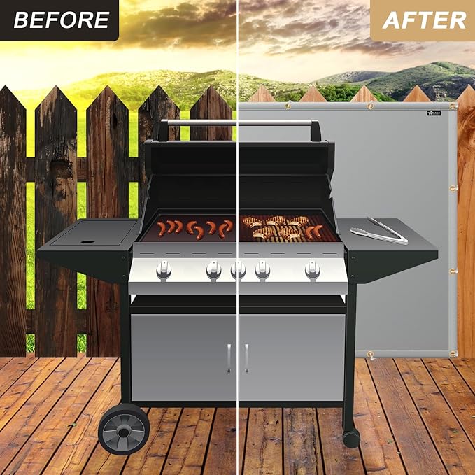 Heat Shield Behind Grill Heat Shield Mat for Deck Fence, Railing, Grill and Refrigerator, Grey Heavy Duty Fireproof Cover and Screen Protect Deck Railing from Grill, 3'x4'