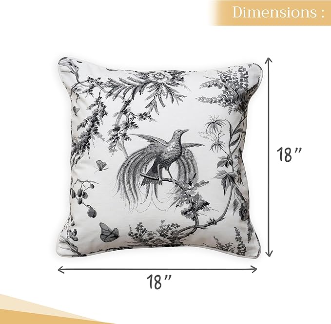 Maison d' Hermine Decorative Pillow Covers 18 x 18 Inch Square 100% Cotton Throw Pillow Covers with Invisible Zipper for Living Room Couch, Chair, Sofas, Bedroom, Home (Paradise - Mid Night)