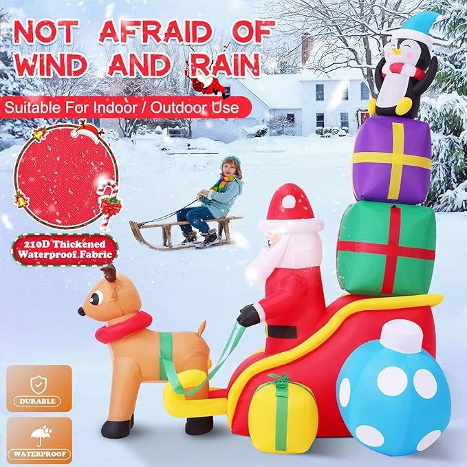 Christmas Inflatable Outdoor Decoration Santa Claus Inflatable with Colorful LED Lights, Blow up Santa Christmas Decorations for Holiday Xmas Yard Patio Lawn