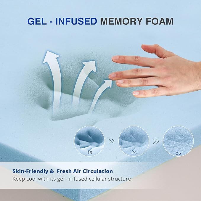 10 Inch Queen Gel Cooling Memory Foam Mattress, Pressure Relief, Medium Firm Support，Mattress in a Box, CertiPUR-US Certified