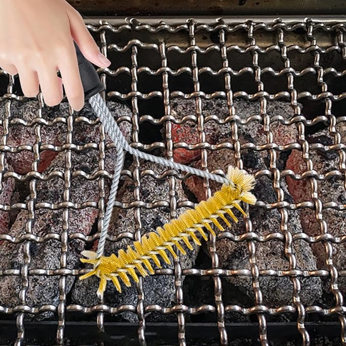 2 Pieces Grill Brush, 12 Inch Non-Scratch Brass Bristles Grill Cleaning Brush, Wide Faced Spiral Barbeque Grill Accessories for Kitchen, Outdoor Grill