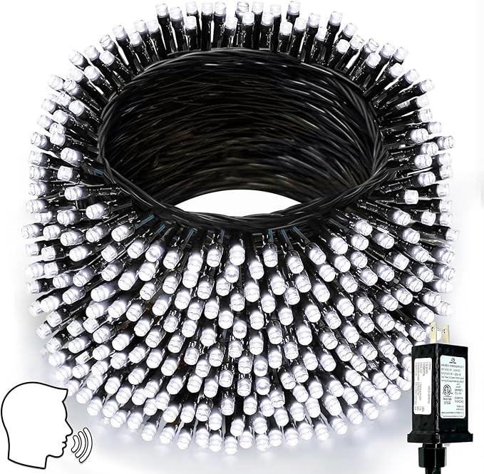 Voice Controlled Smart Christmas Lights Outdoor, 175ft 500 LED Twinkle String Lights with 7 Voice Commands, 12 Modes & Timer, Waterproof Christmas Tree Lights for Party Garden (Cool White)
