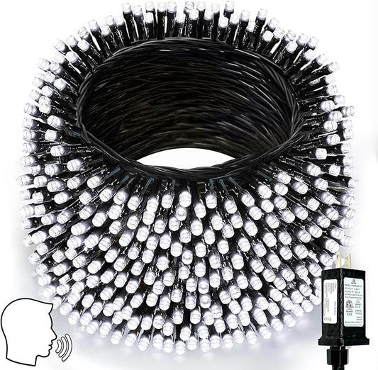 Voice Controlled Smart Christmas Lights Outdoor, 175ft 500 LED Twinkle String Lights with 7 Voice Commands, 12 Modes & Timer, Waterproof Christmas Tree Lights for Party Garden (Cool White)