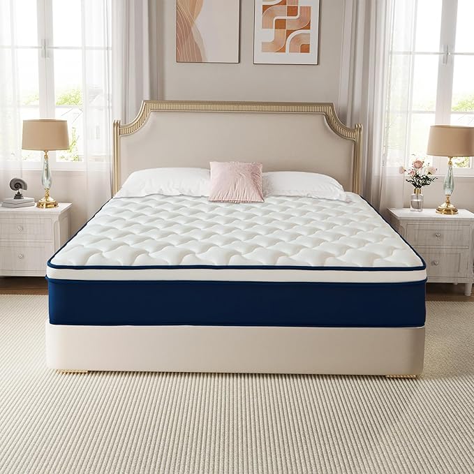Full Size Mattress - 10 inches Gel Memory Foam Hybrid Mattress in a Box, Pocket Springs, Medium Firm, Pressure Relief & Motion Isolation, 100 Nights Trial, 55 * 75 Inch