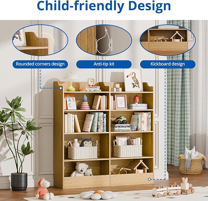 Cozy Castle 5 Tier Kids Bookshelf, 10 Cube Kids Toy Storage Organizer,Toddler Bookcase Storage Cabinet for Playroom, Bedroom, Kids Room, Reading Nook,Nursery (Natural)