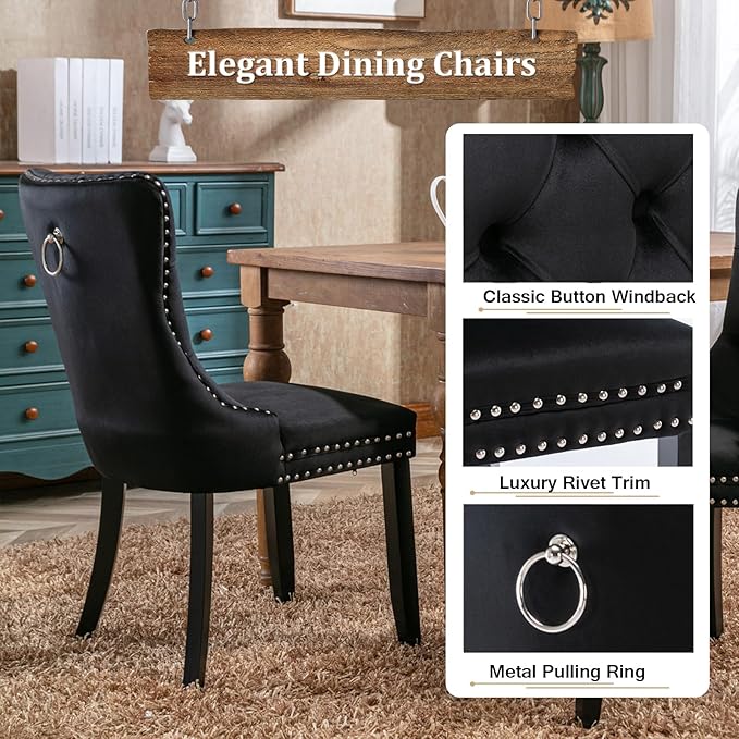 Goujxcy 9-Piece Extendable Dining Table Set for 8, 63-78 Inch Faux Travetine Kitchen Table Set with 8 Black Upholstered Chairs Modern Wood Expandable Dining Room Table Set for Kitchen Apartment