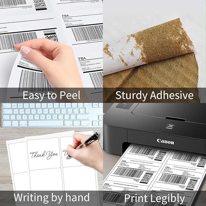 6 UP Labels, 4" x 3-1/3" Shipping Address Labels for Laser Inkjet Printer, Self Adhesive, Blank Mailing Sticker Paper (2000 Sheet=12000)