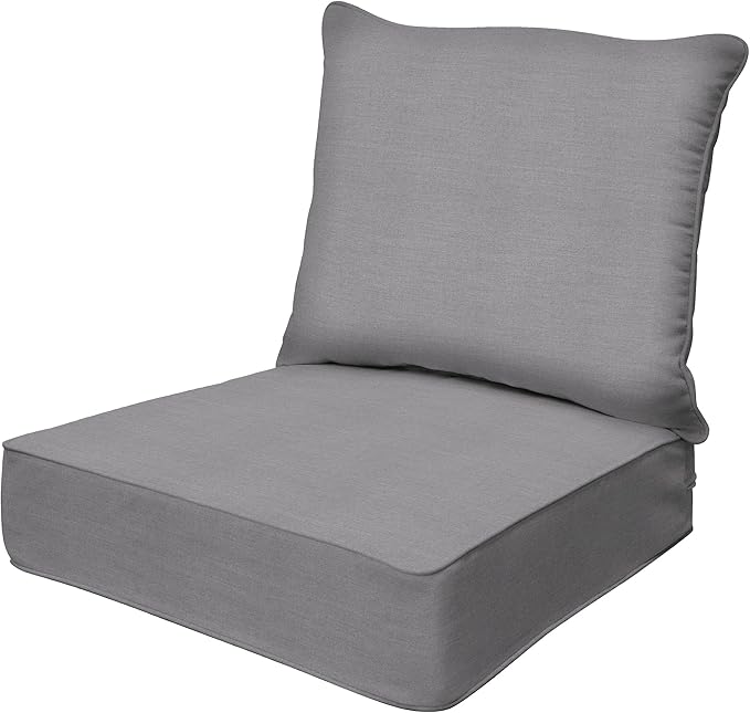 Honeycomb Outdoor Deep Seat, 24 x 23, Solarvie Grey Chair Cushion for Patio Furniture