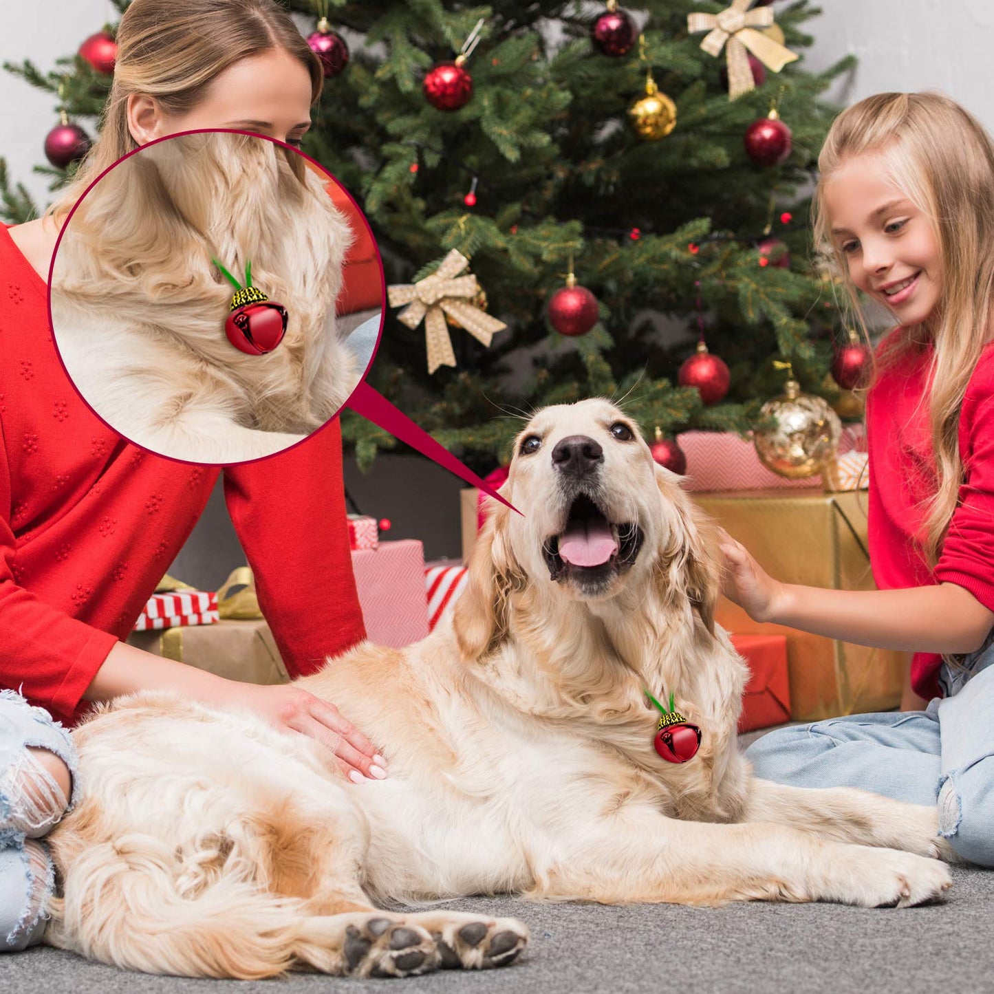 Gejoy 60 Pieces Christmas Bell Necklaces Xmas Bell Decorations for Holiday Supplies (Red and Green)