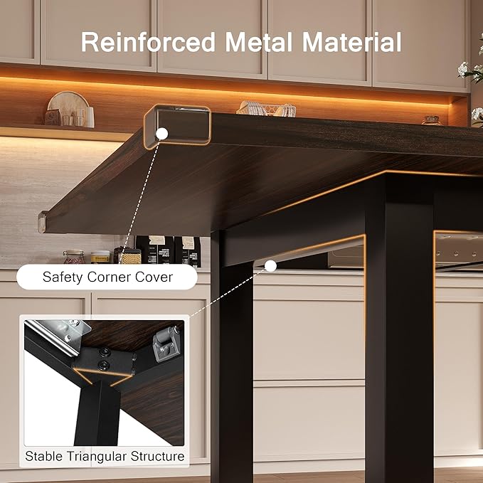 Modern Extendable Dining Table for 4-6, 63" Farmhouse Kitchen Table, Rectangular Dining Room Tables for Dining, Kitchen, Office, Living Room, Wooden Tables, Space Saving (Espresso)