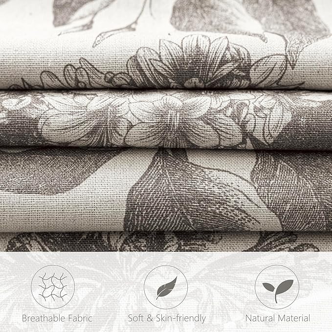 Foindtower Set of 2 Linen Floral Vintage Throw Pillow Covers Neutral Accent Decorative Cushion Covers Farmhouse Boho Home Decor for Sofa Chair Couch Bedroom Living Room Outdoor,20×20 Inch,Light Gray