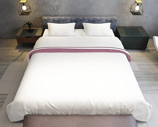 1000 TC Embroidered Duvet Cover Queen Size Set 100% Egyptian Cotton - Luxurious 1 Comforter Cover 2 Pillow Shams - 3 PC Quilt Cover Hotel Quality Long Staple Bedding (White & Burgundy)