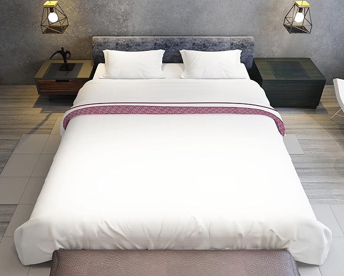 1000 TC Embroidered Duvet Cover Oversized King Size Set 100% Egyptian Cotton - Luxurious 1 Comforter Cover 2 Pillow Shams - 3 PC Quilt Cover Hotel Quality Bedding (White & Burgundy)
