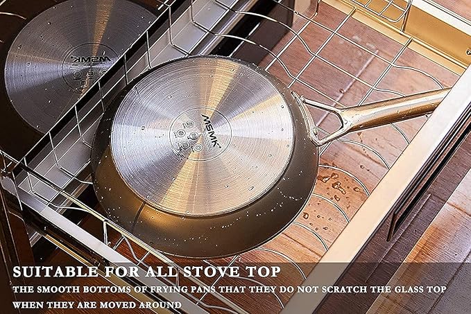 MsMk Small Frying pan, 8-inch Nonstick Durable Egg Omelet Skillet with Stay-Cool Handle, Limestone Non Stick Coating From GRE, 4mm Stainless Steel Base Induction, Oven Safe, Dishwasher Safe