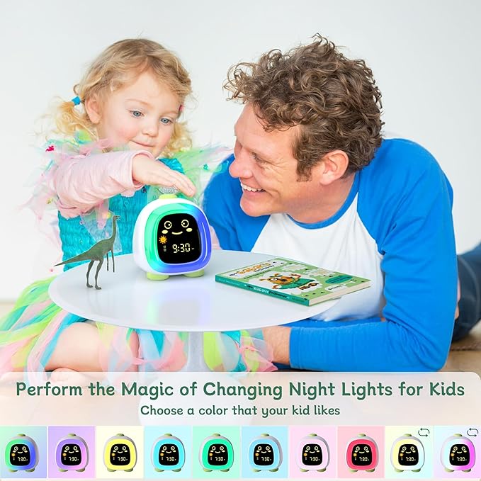 OK to Wake Clock for Kids, Kids' Alarm Clock with Night Light, Stay in Bed Clock - Sleep Trainer with Nap Timer - Cute Decor, Dinosaur Model Gift Idea