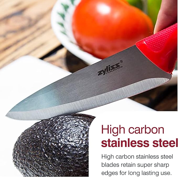 Zyliss Utility Kitchen Knives with Sheath Covers - Dishwasher Safe - Stainless Steel Kitchen Knives Perfect for Cutting Meat, Vegetables & Fruit - 3 Piece Paring Set