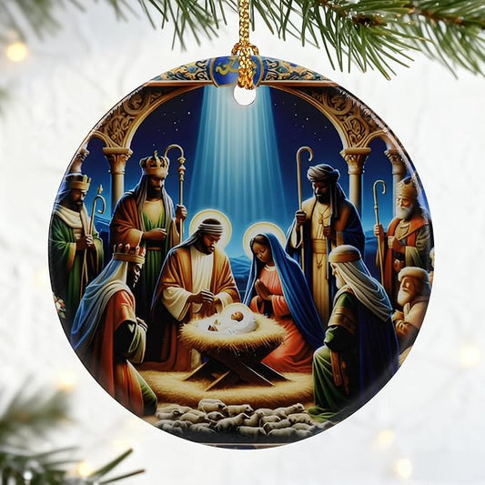 Nativity Scene Ornament, Religious Manger Scene Holiday Decor, Christmas Ornaments, Christmas Decorations | Christian Gifts, Religious Gifts, Gift Exchange & Gift Idea, Giftbox Included