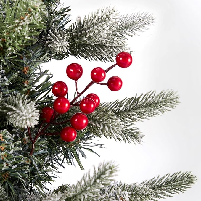 Small 3.5 FT Pre-Lit Christmas Tree with Ligths Snow Flocked Tabletop Christmas Tree with Vintage Snowflake Base for Home Office Xmas Decor, Battery Operated and Timer Function