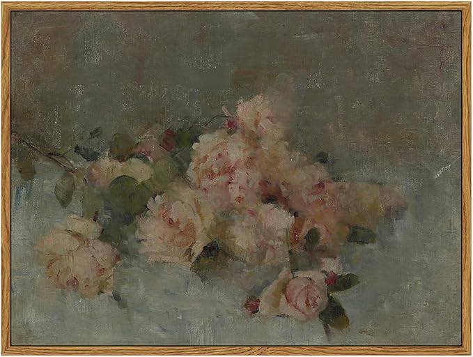 InSimSea Framed Wall Art for Living Room Decor Classical Oil Painting Roses Canvas Prints Vintage Wall Art Decorations for Bedroom Home Office Bathroom Decor 12x16in