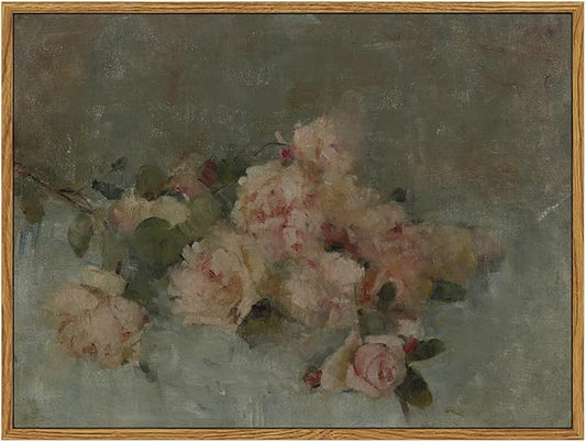 InSimSea Framed Wall Art for Living Room Decor Classical Oil Painting Roses Canvas Prints Vintage Wall Art Decorations for Bedroom Home Office Bathroom Decor 12x16in