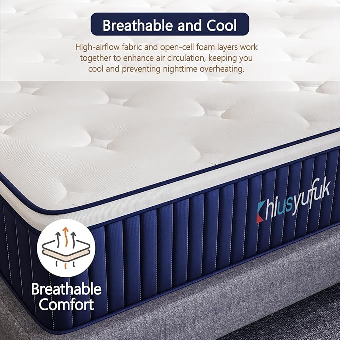 12 Inch Queen Size Mattress in a Box,Hybrid Mattress,Gel Memory Foam Individually Wrapped Pocket Coils Innerspring Pressure Relief,Soft,CertiPUR-US Certified,Fiberglass-Free