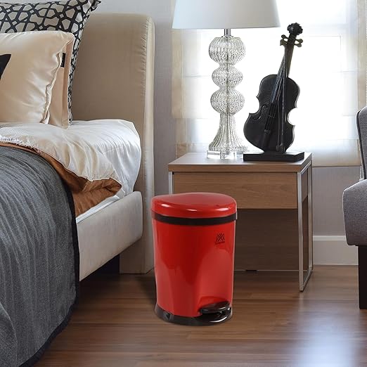 1.8 Gallon Small Multi-Functional Step Trash Can, Durable Plastic Waste Bin with Lid for Kitchen and Bathroom