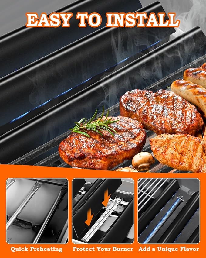 Flavorizer Bars 15.3 inch and Grill Burner Replacement for Weber Spirit 300 & Spirit II 300 Series Grills Parts Spirit 310, Spirit II 320 330 Grill Parts, Burner Tube Kit for Weber 7636 69787