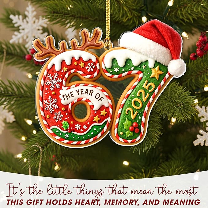 Gingerbread 67 Ornament, 67 Christmas Ornament, Christmas Decor 2025, Xmas Ornaments 2025, 67 Teen Girls Trendy Stuff, 67 Stuff, Stocking Stuffer, Funny Ornaments, Gen Z Gifts, Gingerbread Xmas Picks