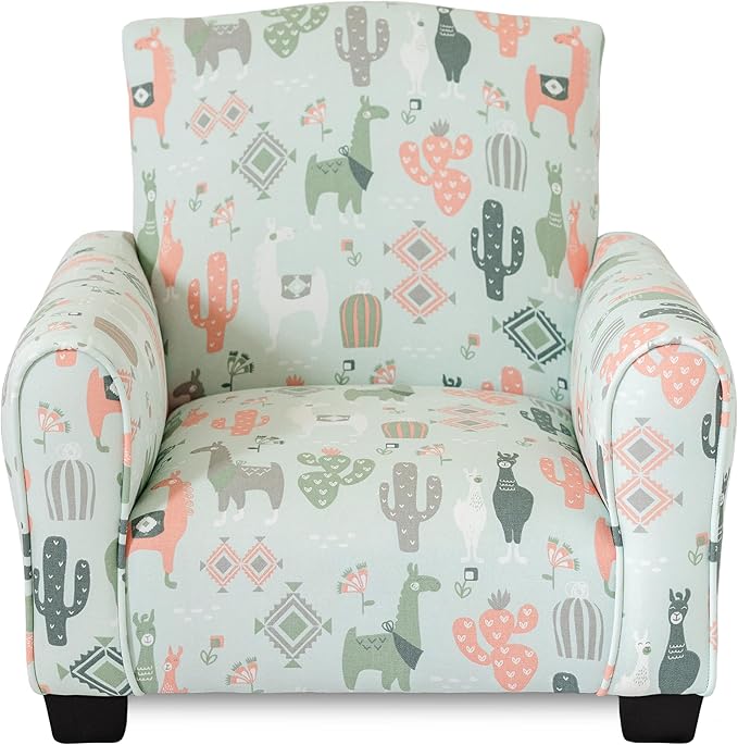 Kid Rocking Chair for Toddlers, Child Chair for Little Kids, Upholstered Toddler Armchair for Children, Comfy and Cute Little Kid Chairs (Legs, Llama Print)