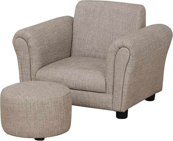 Getifun Kids Sofa Chair with Ottoman/PVC Leather Toddler Couch with Plastic Legs/Upholstered Children Armchair for Kids Under 4 Years Old/Single Seat with Stool (Single)