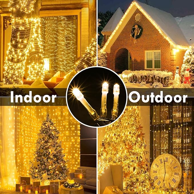 480LED 176FT Connectable String Lights Indoor Outdoor Clear Wire | Warm White Christmas Lights | Twinkle Fairy Light Plug in with Timer for Bedroom Classroom Wedding Tree Patio Decor (2 Pack)