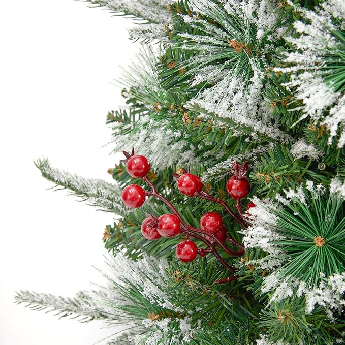 Small 3FT Pre-Lit Snow Flocked Christmas Tree with Twinkling Lights for Home Office Christmas Decor- Battery Operated & Timer (Snowflake Base)