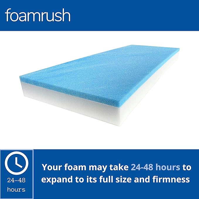 FoamRush 3-Inch Bunk (48" x 75") Gel Memory Foam RV Mattress Replacement, Medium Firm, Comfort, Pressure Relief Support, Made in USA, Travel Camper Trailer Truck, Cover Not Included