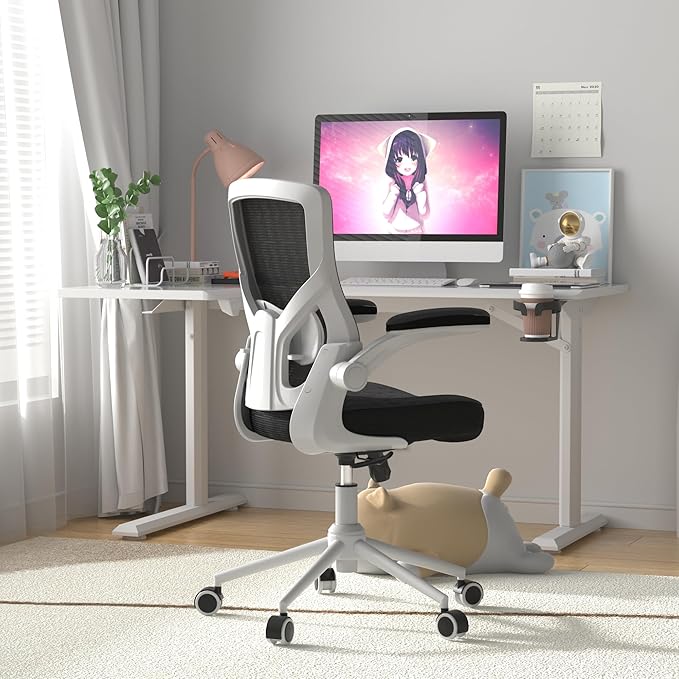 Office Chair, High Back Desk Chair Adjustable Height and Ergonomic Design Home Office Computer Chair Executive Lumbar Support Padded Flip-up Armrest Swivel Task Chair