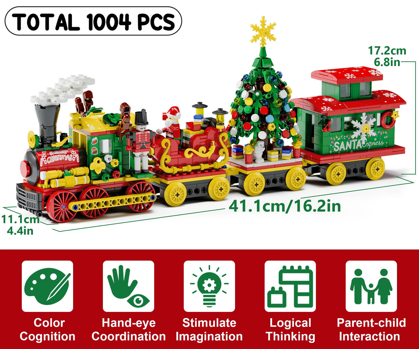 Advent Calendar 2025 for Kids Boys Girls, 24 Days Surprise Christmas Train Building Blocks Christmas Countdown Calendar Gift Box with 1004 PCS Xmas Building Bricks Toy Decor for Teens Adults Women Men