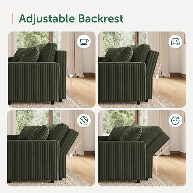 HONBAY Sectional Sofa, Modular L Shaped U Shaped Pull Out Couch with Storage, Velvet Green