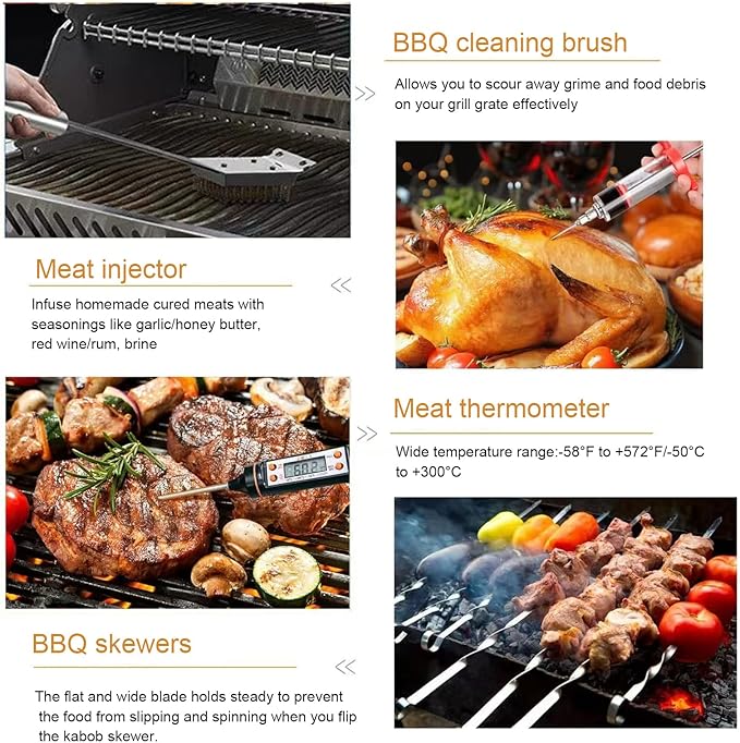 30PCS Portable Grilling Accessories Kit,BBQ Accessories Set with Storage Bag,Stainless Steel Barbecue Tool Set with Apron, for Outdoor,Camping,Backyard Grill Accessories Sets,Man Best Barbecue Gift