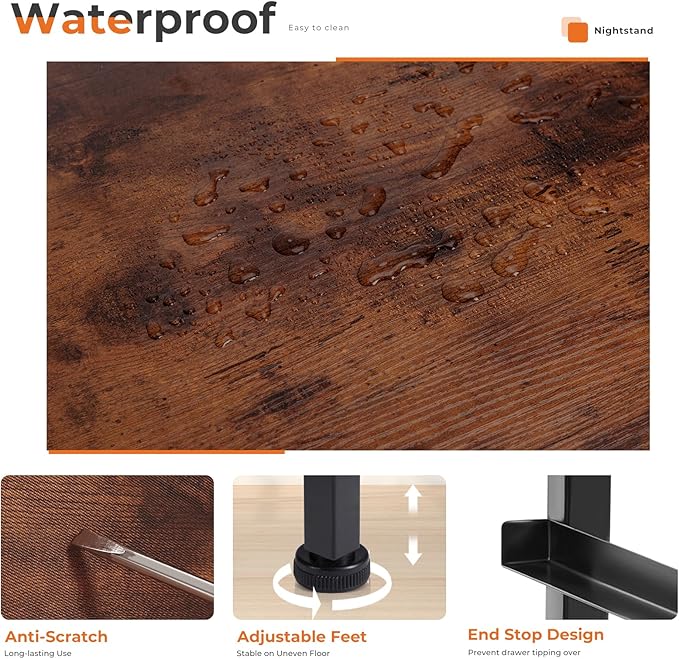 Sweetcrispy Dresser with 8 Drawers for Bedroom, Fabric Dresser Storage Tower, Chest of Drawers Organizer Unit, Storage Cabinet for Hallway, Closets, Steel Frame, Wood Top, Brown