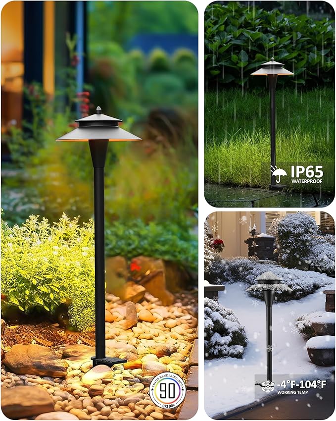 Pathway Lights Low Voltage, 5W 2200K/2700K/3000K/4000K/5000K 20 Inch Black, 12V LED Wired Low Voltage Landscape Lighting for Outdoor Yard Garden Walkway Driveway Pathway Path, ETL, Pack of 1