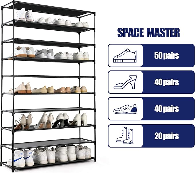 Shoe Rack -Premium Non-Woven Shoe Storage, Shoe Organizer for Closet, Entryway, Garage & Hallway, Sturdy & Durable Shoe Rack Shelf
