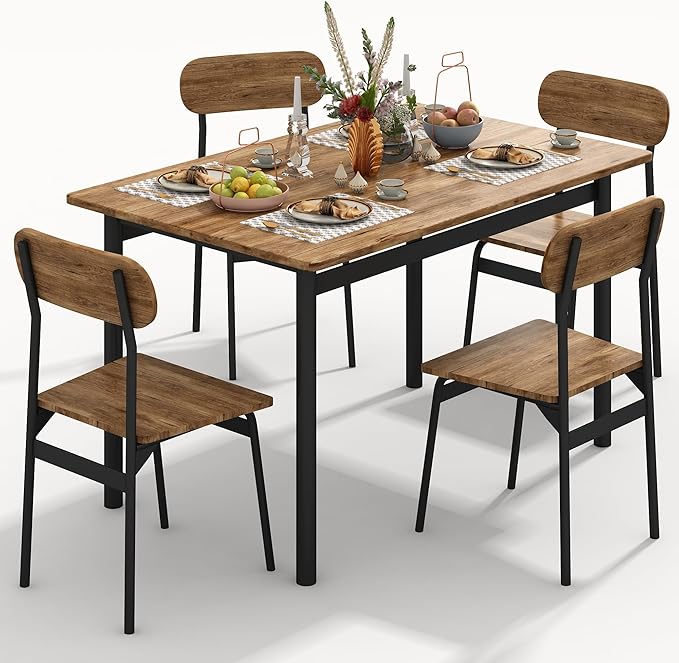 Hooseng Dining Room Table Set Dinner Table Set for 4 Breakfast Table Set for 4, Suitable Kitchen, Living Room, Breakfast, Small Spaces (1, Oval)