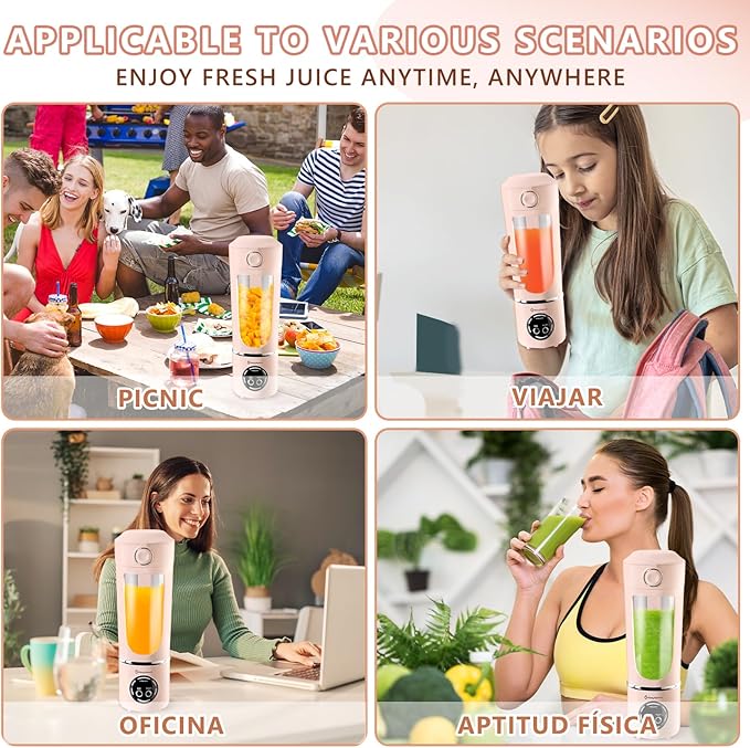 EasySpeed Personal Portable Blender,USB Type-C Rechargeable,700ml Juicer Cup,12 Stainless Steel Blades,4 Gear Modes,1500mAh Battery Capacity,Perfect for Fresh Juice at Home (Pink)