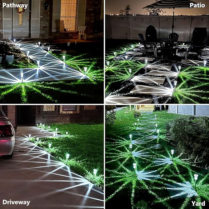 15 Pack Solar Pathway Lights Solar Lights Outdoor, Led Waterproof Yard Walkway Lighting Stainless Steel Garden Stake for Outside, Path, Landscape, Driveway, Backyard (Cold White)