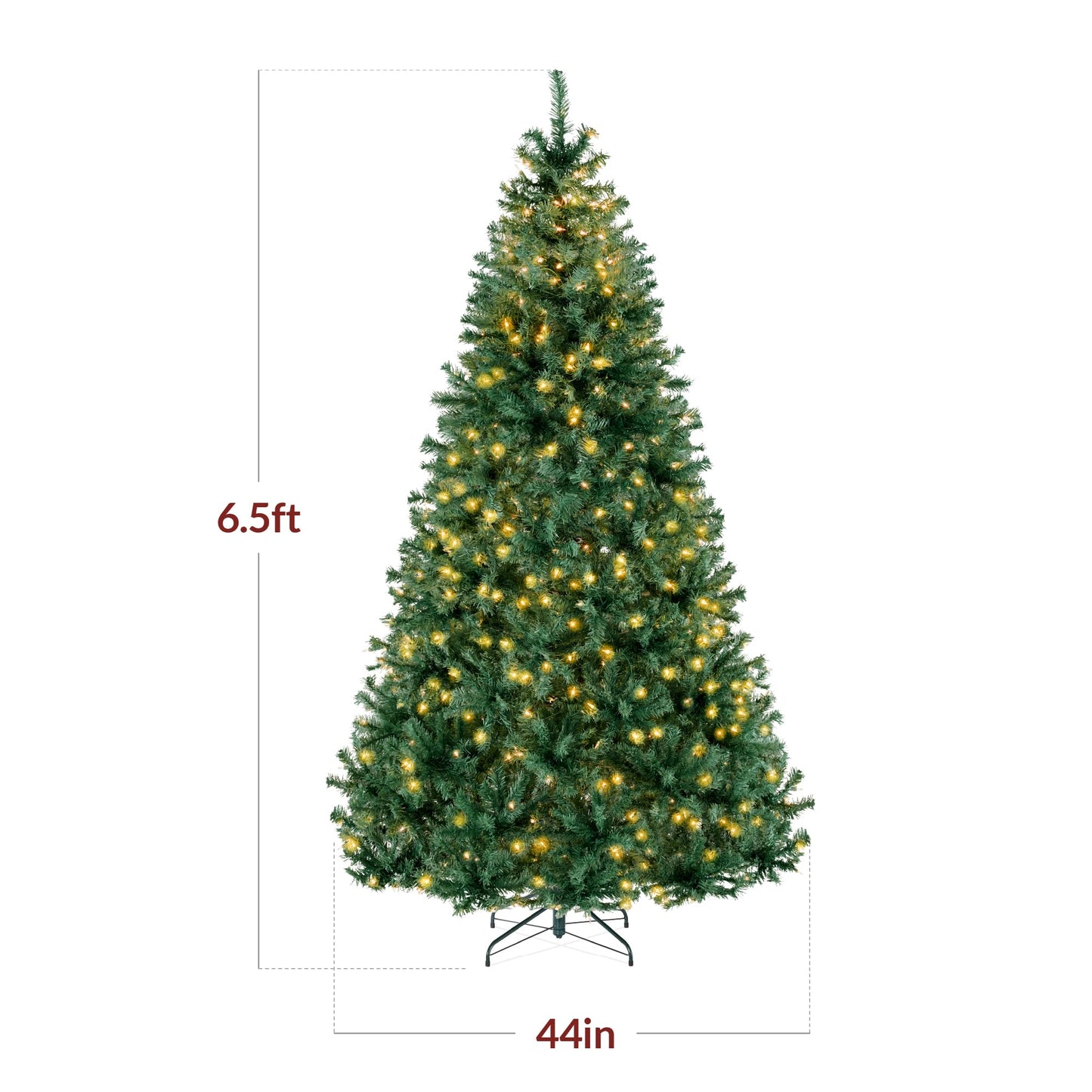 Best Choice Products 6ft Pre-Lit Christmas Tree Premium Hinged Artificial Pine Lighted Holiday Tree for Home, Office w/ 1,000 Branch Tips, 250 Lights, Metal Hinges, Foldable Base