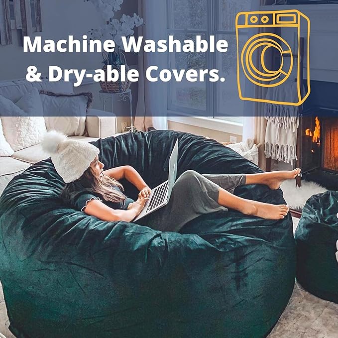 Ultimate Sack Kids Bean Bag Chair, Oversize Bean Bag Chair for Adults, Comfy Chair Bean Bag Couch Lounge Sofa Loveseat Furniture | Purple Suede