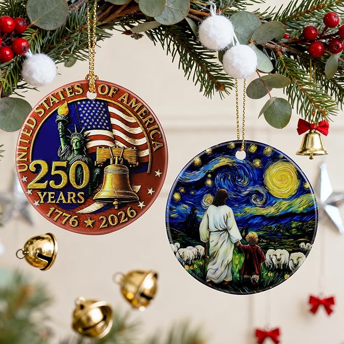 Jesus with Child Ornament, Starry Night Ornament, Christmas Ornaments, Christmas Tree Decorations, Christian Home Decor, Christian Gifts, Religious Gifts for Her or Him, Gift Exchange & Gift Idea