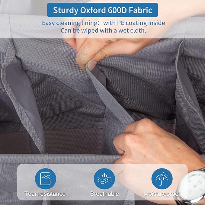 FENTEC 2 Pack Over the Door Shoe Organizer, Hanging Shoe Organizer, 6-Tier Large Deep Pockets Door Shoe Rack with 3 Hooks Shoe Organizer for Shoes, Sneakers, and Home Accessories, Grey