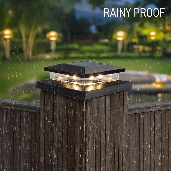 TW SHINE Solar Post Cap Lights Outdoor, 8 Pack Waterproof Solar Powered Deck Fence Post Lights, Warm White Post Light for Garden Patio Porch for 4x4, 5x5 or 6x6 Wooden Posts