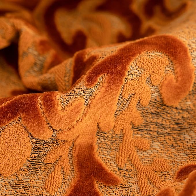 Alerfa Boho Orange Floral Throw Pillow Cover 18x18 Inch Cut Velvet Sqaure Luxury Embroidered Decorative Pillow Cover for Couch Living Room Bedroom